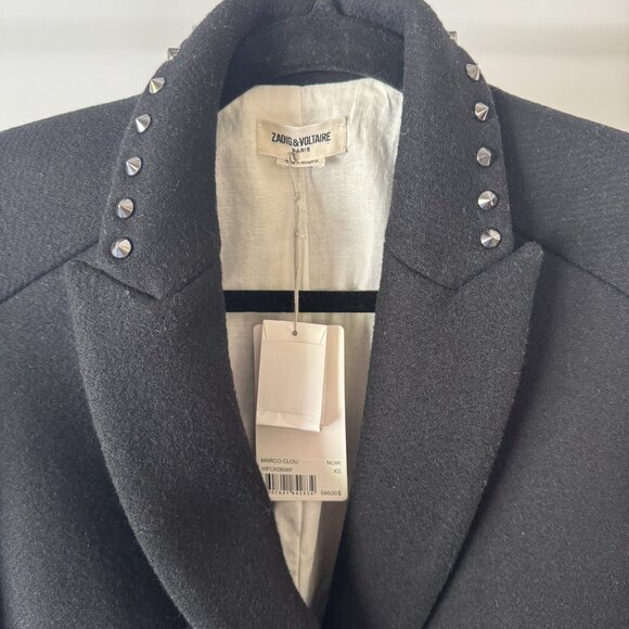 NWT Zadig & Voltaire Wool Marco Stud Coat - Picture 7 of 13